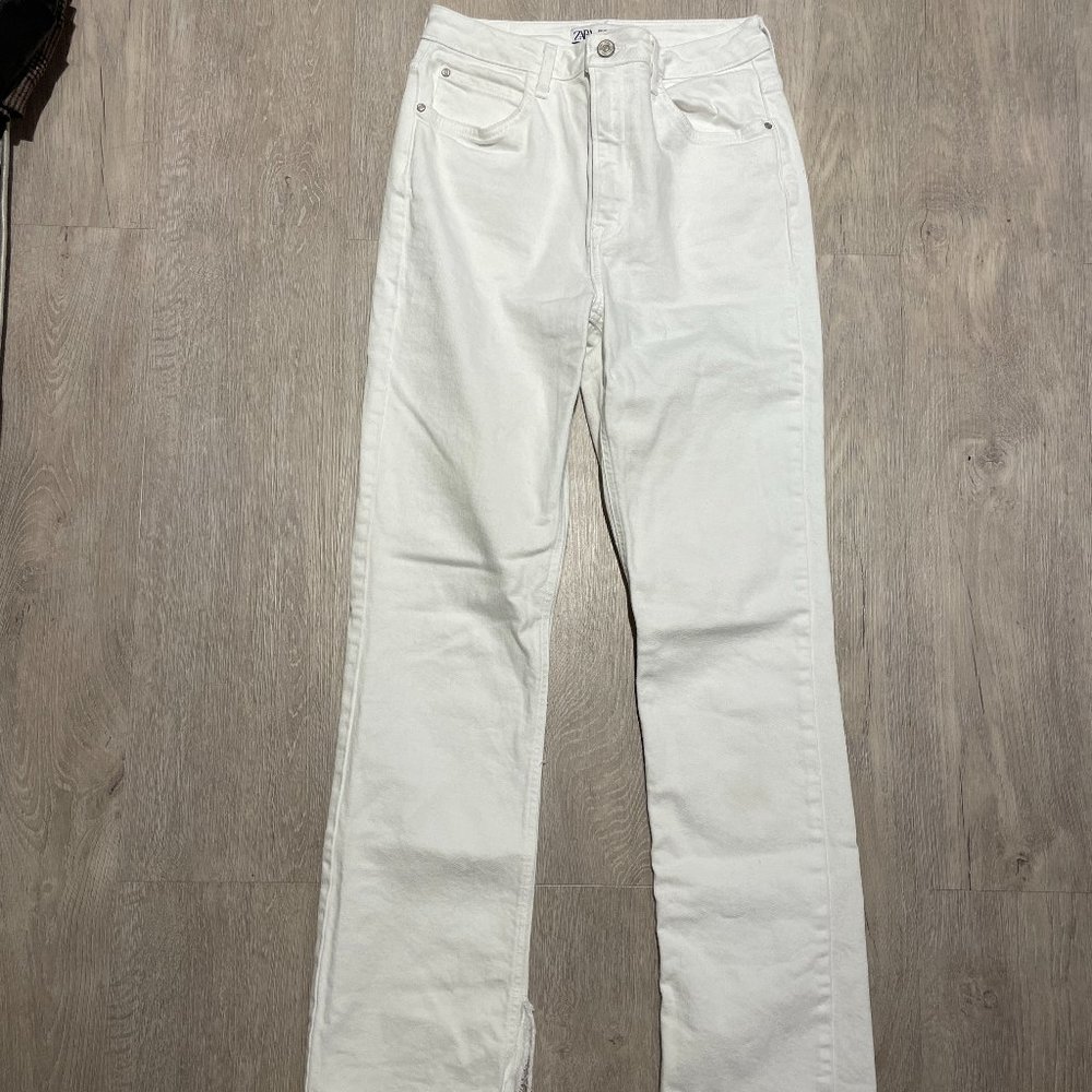 ZARA Flare White Jeans SIze 8